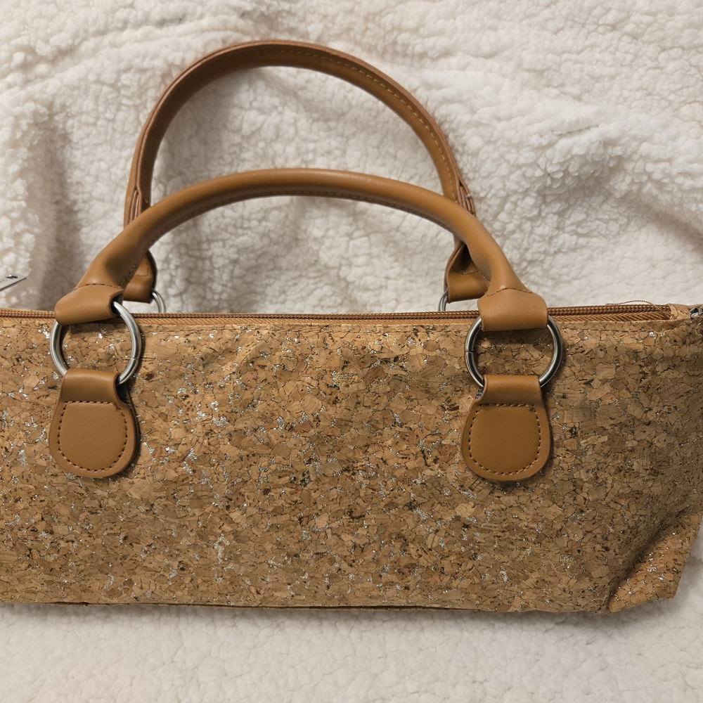 Elegant Tan Cork Handbag